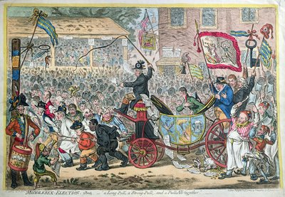 Élection du Middlesex, 1804, ou Un long tirage, un tirage fort, et un tirage ensemble, publié par Hannah Humphrey en 1804 - James Gillray